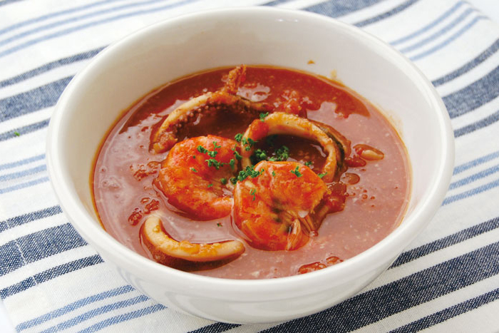 魚介のいしる糀漬け　食べるトマトスープ